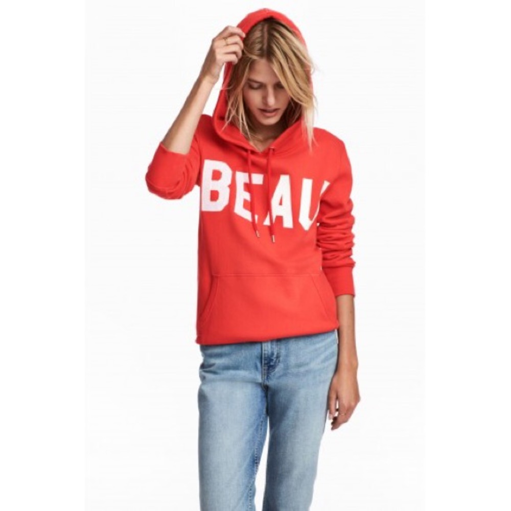H&M Red Hooded Sweatshirt